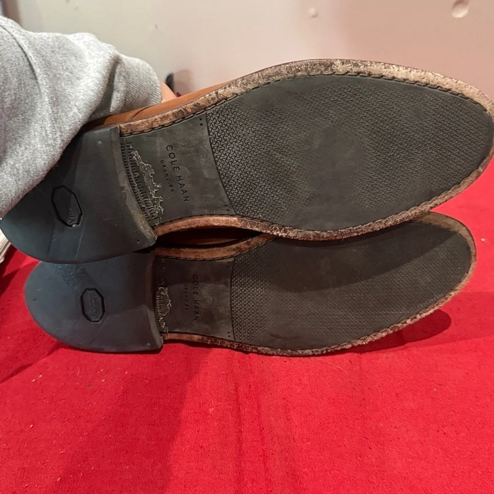 Cole Haan Brown Leather Oxfords with Burgundy Laces
